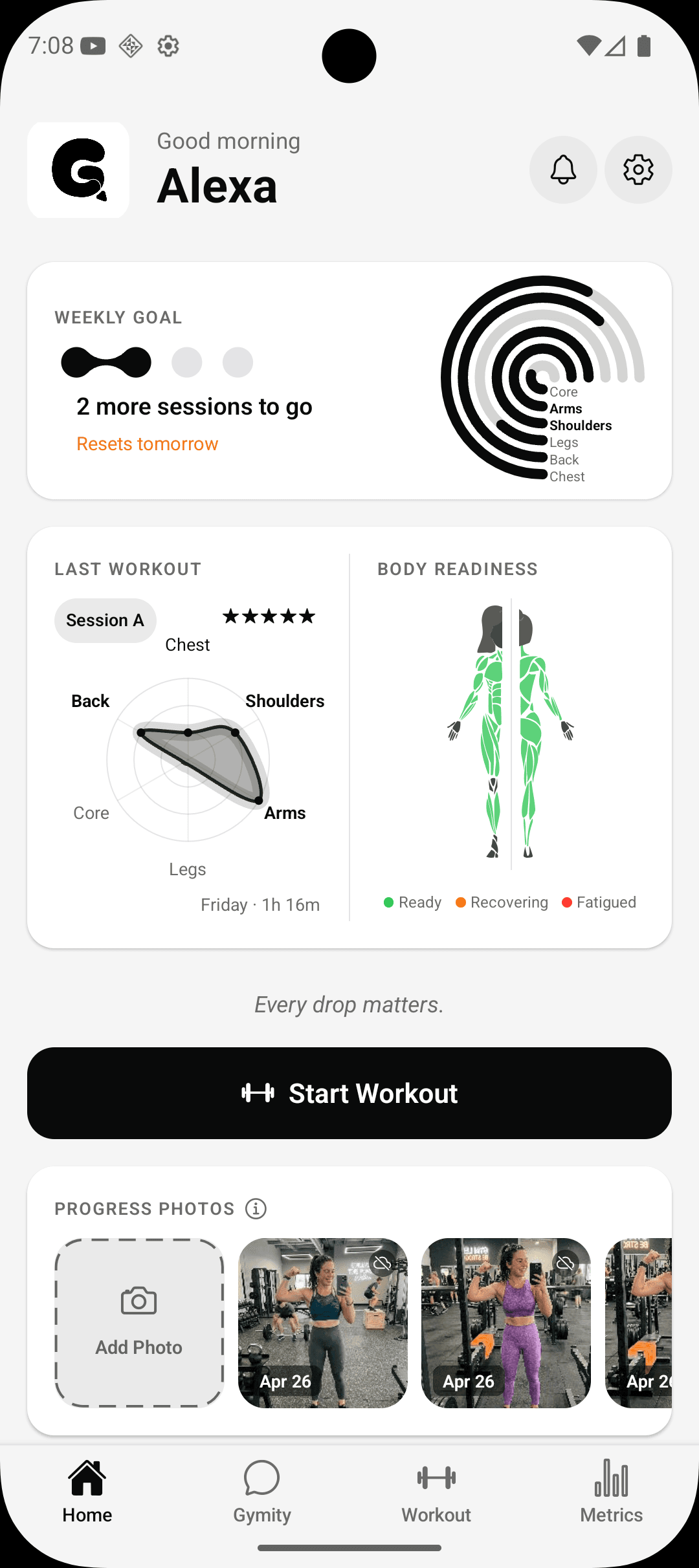 ChatGymity home screen