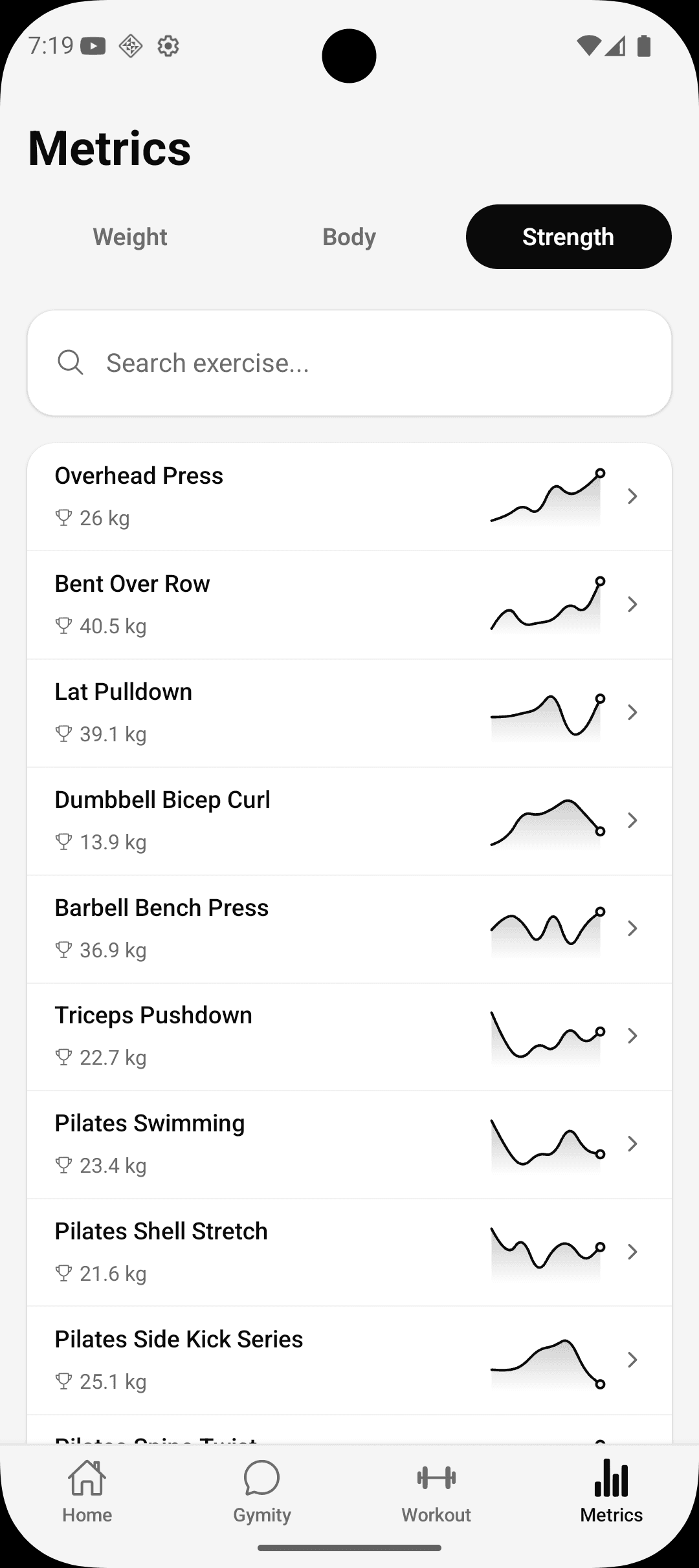 Strength progression — three months of training data